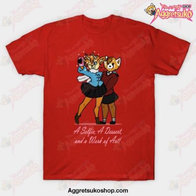 A Selfie A Dessert And Work Of Art T-Shirt Red / S