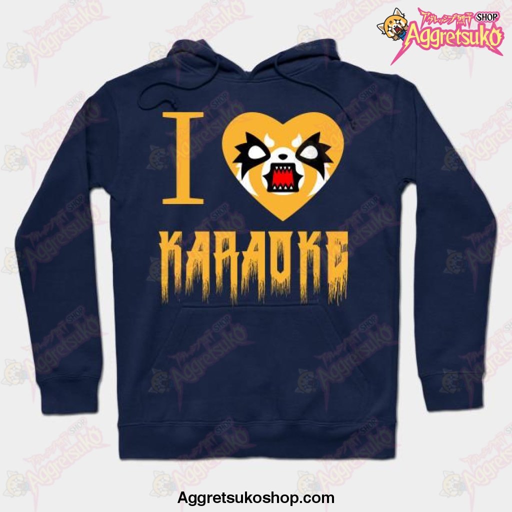 I Love Karaoke Hoodie Navy Blue / S