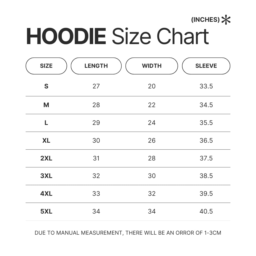 Hoodie Size Chart - Aggretsuko Shop